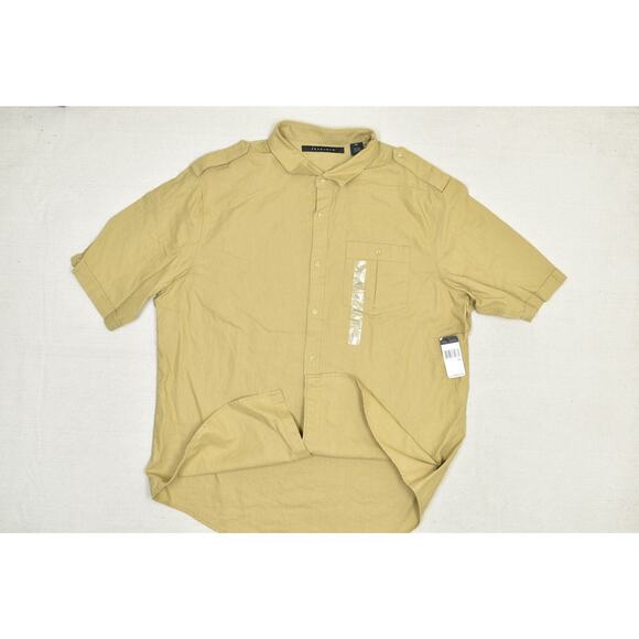 NEW Sean John Men's Big & Tall Size 4XL Khaki Linen Blend Button Down Shirt - Picture 2 of 8